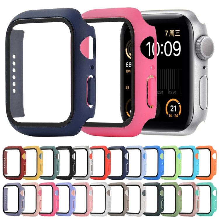 Stoßfeste PC+Hartglas-Schutzhülle mit Kartonverpackung für Apple Watch 44mm (Orange), für Apple Watch Series 6 / 5 / 4 / Watch SE 44mm, für Apple Watch Series 6 & SE & 5 & 4 44mm, für Apple Watch Series 3 & 2 & 1 42mm