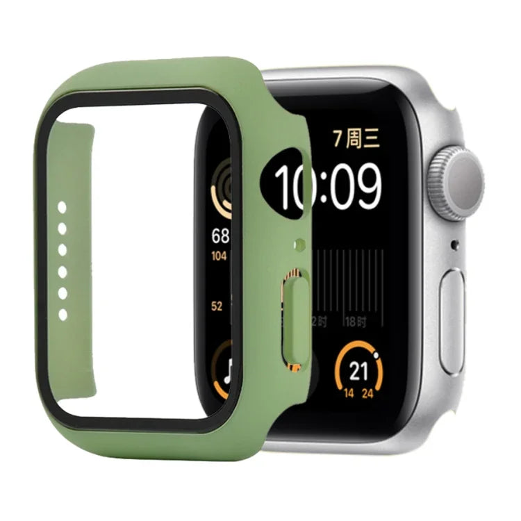 Stoßfeste Schutzhülle aus Polycarbonat und gehärtetem Glas mit Kartonverpackung für Apple Watch 44 mm (Orange), Apple Watch Series 6/5/4/Watch SE 40 mm, Apple Watch Series 3/2/1 38 mm