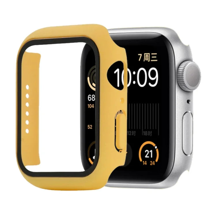 Stoßfeste Schutzhülle aus Polycarbonat und gehärtetem Glas mit Kartonverpackung für Apple Watch 44 mm (Orange), Apple Watch Series 6/5/4/Watch SE 40 mm, Apple Watch Series 3/2/1 38 mm