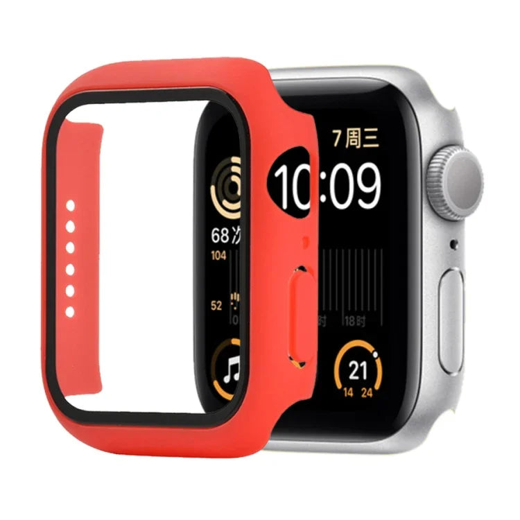 Stoßfeste Schutzhülle aus Polycarbonat und gehärtetem Glas mit Kartonverpackung für Apple Watch 44 mm (Orange), Apple Watch Series 6/5/4/Watch SE 40 mm, Apple Watch Series 3/2/1 38 mm