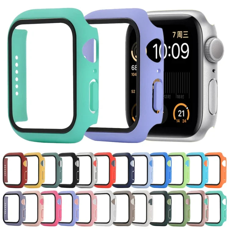 Stoßfeste Schutzhülle aus Polycarbonat und gehärtetem Glas mit Kartonverpackung für Apple Watch 44 mm (Orange), Apple Watch Series 6/5/4/Watch SE 40 mm, Apple Watch Series 3/2/1 38 mm