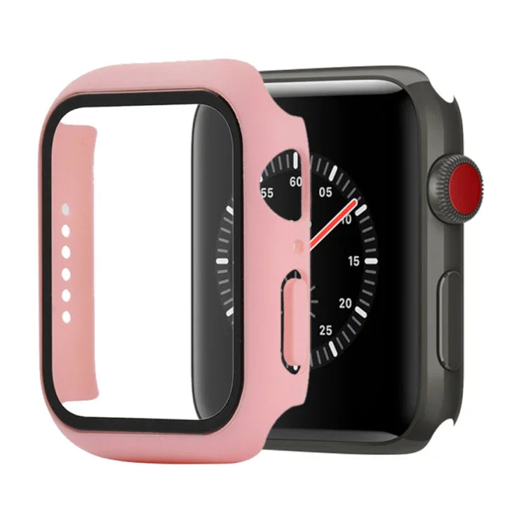 Stoßfeste Schutzhülle aus Polycarbonat und gehärtetem Glas mit Kartonverpackung für Apple Watch 44 mm (Orange), Apple Watch Series 6/5/4/Watch SE 40 mm, Apple Watch Series 3/2/1 38 mm