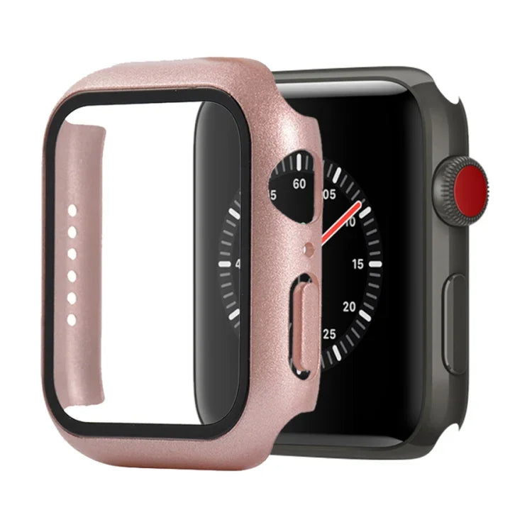 Stoßfeste Schutzhülle aus Polycarbonat und gehärtetem Glas mit Kartonverpackung für Apple Watch 44 mm (Orange), Apple Watch Series 6/5/4/Watch SE 40 mm, Apple Watch Series 3/2/1 38 mm