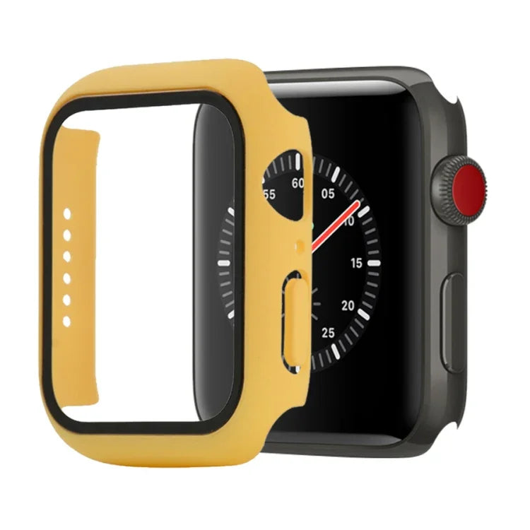 Stoßfeste Schutzhülle aus Polycarbonat und gehärtetem Glas mit Kartonverpackung für Apple Watch 44 mm (Orange), Apple Watch Series 6/5/4/Watch SE 40 mm, Apple Watch Series 3/2/1 38 mm