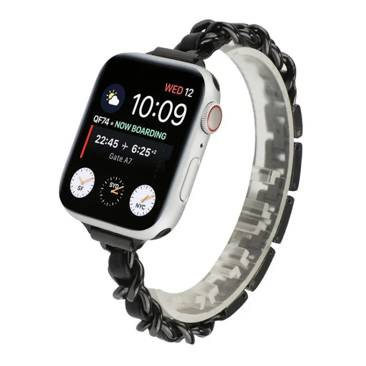 Single Row Metal Replacement Strap Watchband For Apple Watch Series, 7 41mm / 6 & SE & 5 & 4 40mm / 3 & 2 & 1 38mm, 7 45mm / 6 & SE & 5 & 4 44mm / 3 & 2 & 1 42mm