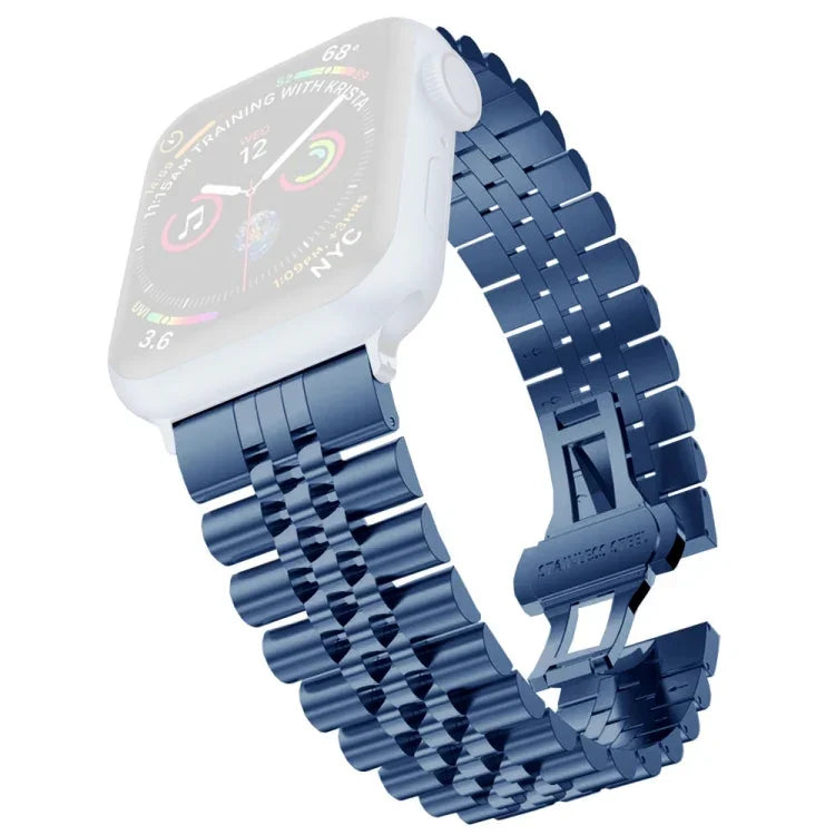 Damen-Ersatzarmband aus Edelstahl mit fünf Perlen, Breite: 20 mm, für Apple Watch Series 7 (45 mm), 6, SE, 5, 4 (44 mm), 3, 2, 1 (42 mm) und 7 (41 mm), 6, SE, 5, 4 (40 mm) sowie 3, 2, 1 (38 mm).