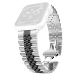 Damen-Ersatzarmband aus Edelstahl mit fünf Perlen, Breite: 20 mm, für Apple Watch Series 7 (45 mm), 6, SE, 5, 4 (44 mm), 3, 2, 1 (42 mm) und 7 (41 mm), 6, SE, 5, 4 (40 mm) sowie 3, 2, 1 (38 mm).