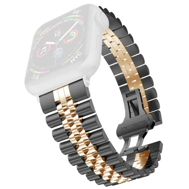Damen-Ersatzarmband aus Edelstahl mit fünf Perlen, Breite: 20 mm, für Apple Watch Series 7 (45 mm), 6, SE, 5, 4 (44 mm), 3, 2, 1 (42 mm) und 7 (41 mm), 6, SE, 5, 4 (40 mm) sowie 3, 2, 1 (38 mm).