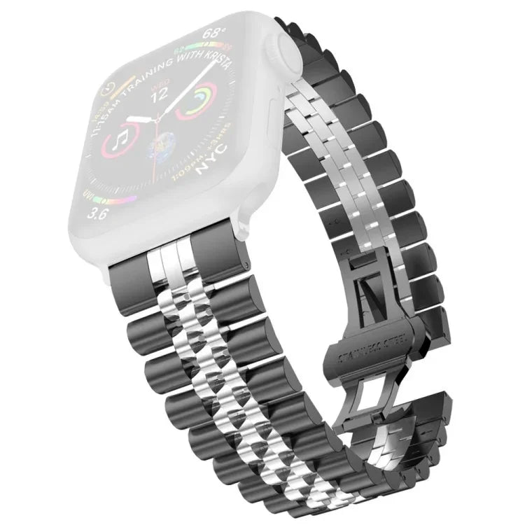 Damen-Ersatzarmband aus Edelstahl mit fünf Perlen, Breite: 20 mm, für Apple Watch Series 7 (45 mm), 6, SE, 5, 4 (44 mm), 3, 2, 1 (42 mm) und 7 (41 mm), 6, SE, 5, 4 (40 mm) sowie 3, 2, 1 (38 mm).