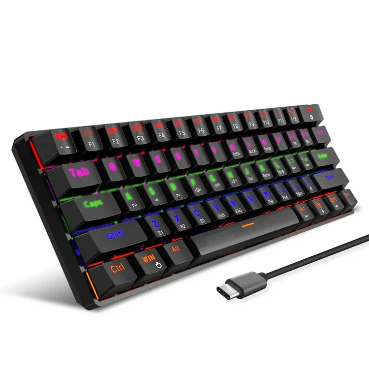 HXSJ L800 61 Tasten Bluetooth 5.0 / 2.4G Kabellos / Typ-C Kabelgebunden Drei Modi Mechanische Tastatur mit blauem Schalter