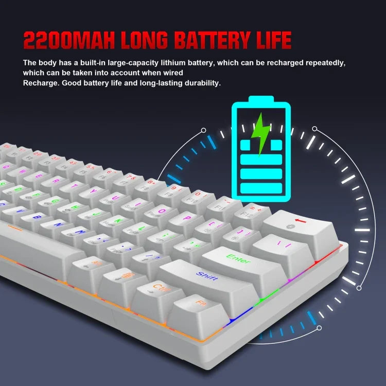 HXSJ L800 61 Tasten Bluetooth 5.0 / 2.4G Kabellos / Typ-C Kabelgebunden Drei Modi Mechanische Tastatur mit blauem Schalter