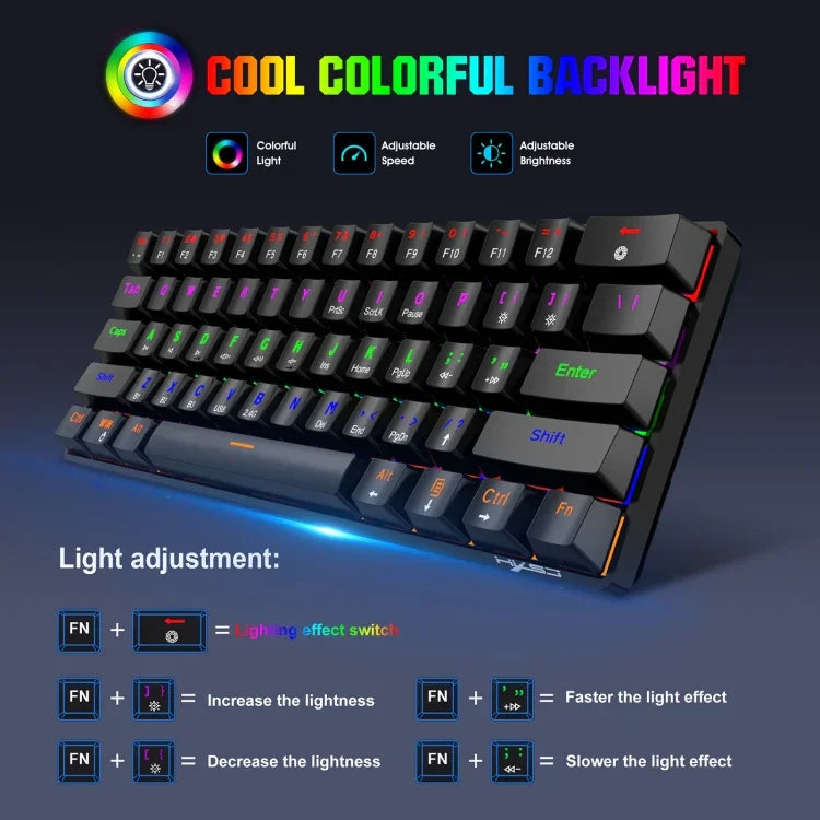 HXSJ L800 61 Tasten Bluetooth 5.0 / 2.4G Kabellos / Typ-C Kabelgebunden Drei Modi Mechanische Tastatur mit blauem Schalter