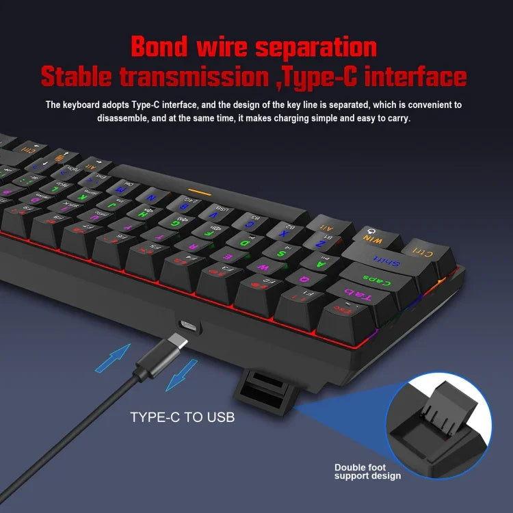 HXSJ L800 61 Tasten Bluetooth 5.0 / 2.4G Kabellos / Typ-C Kabelgebunden Drei Modi Mechanische Tastatur mit blauem Schalter
