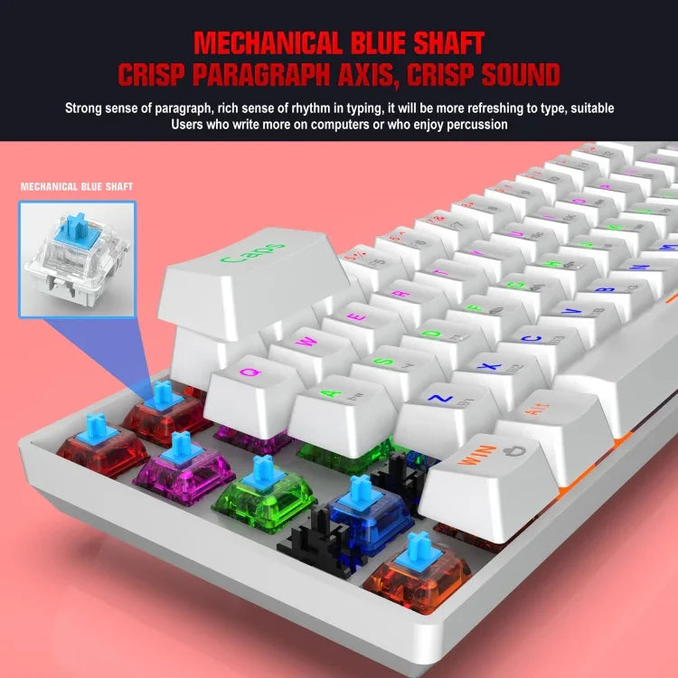 HXSJ L800 61 Tasten Bluetooth 5.0 / 2.4G Kabellos / Typ-C Kabelgebunden Drei Modi Mechanische Tastatur mit blauem Schalter