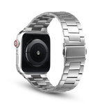 Ultradünnes Metallarmband mit drei Perlen als Ersatz für Apple Watch Series 7 (41 mm), 6, SE, 5, 4 (40 mm), 3, 2, 1 (38 mm) und 7 (45 mm), 6, SE, 5, 4 (44 mm) sowie 3, 2, 1 (42 mm).
