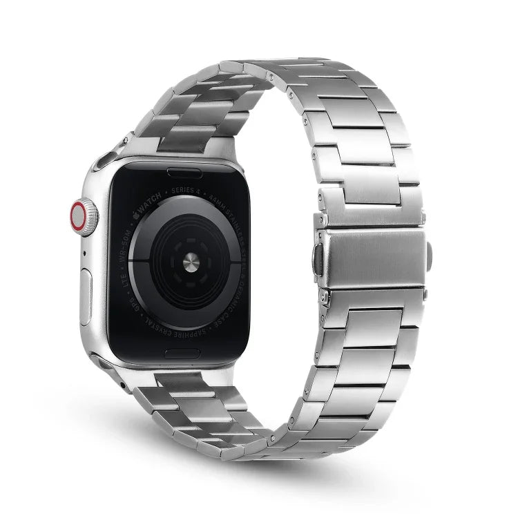 Ultradünnes Metallarmband mit drei Perlen als Ersatz für Apple Watch Series 7 (41 mm), 6, SE, 5, 4 (40 mm), 3, 2, 1 (38 mm) und 7 (45 mm), 6, SE, 5, 4 (44 mm) sowie 3, 2, 1 (42 mm).