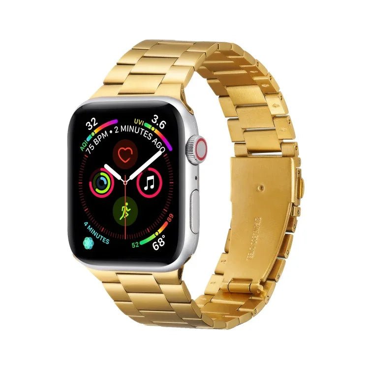 Ultradünnes Metallarmband mit drei Perlen als Ersatz für Apple Watch Series 7 (41 mm), 6, SE, 5, 4 (40 mm), 3, 2, 1 (38 mm) und 7 (45 mm), 6, SE, 5, 4 (44 mm) sowie 3, 2, 1 (42 mm).