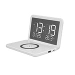 SY-118 15W Kabelloses Ladegerät mit faltbarem Spiegel, ewigem Schreibtischkalender, Wecker und dreistufig einstellbarer Helligkeit, SY-118 Schwarz, SY-118 Weiß