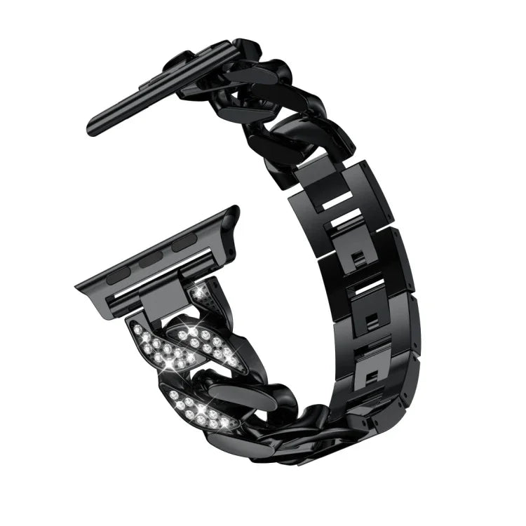Einreihiges Denim-Diamant-Legierungs-Uhrenarmband, Für Apple Watch Series 8&7 41mm / SE 2&6&SE&5&4 40mm / 3&2&1 38mm, Für Apple Watch Series 8&7 45mm / SE 2&6&SE&5&4 44mm / 3&2&1 42mm