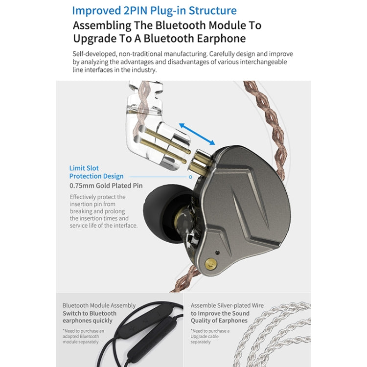 KZ ZSN Pro Ring-Eisen Hybrid-Antrieb Metall In-Ear Kabelgebundene Kopfhörer,, ZSN Mikrofonversion(Lila), ZSN Standardversion(Grau), ZSN Standardversion(Blau), ZSN Standardversion(Lila), ZSN Mikrofonversion(Grau), ZSN Mikrofonversion(Blau)