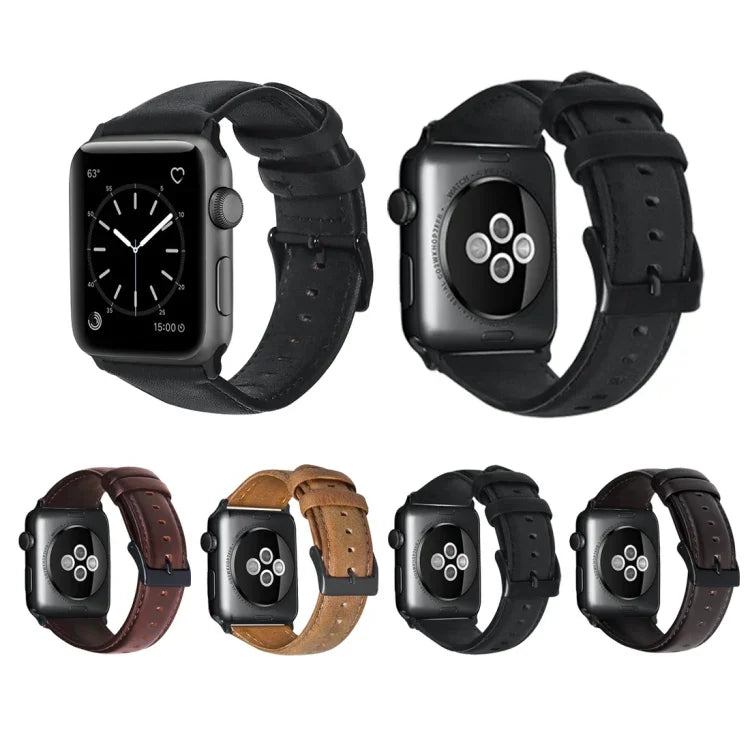 Echtlederarmband mit Ölwachsbehandlung, passend für Apple Watch Series 8 &amp; 7 (41 mm), SE 2 &amp; 6, SE, 5 &amp; 4 (40 mm) und 3 &amp; 2 &amp; 1 (38 mm).