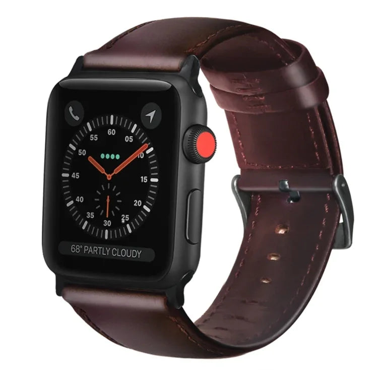 Echtlederarmband mit Ölwachsbehandlung, passend für Apple Watch Series 8 &amp; 7 (41 mm), SE 2 &amp; 6, SE, 5 &amp; 4 (40 mm) und 3 &amp; 2 &amp; 1 (38 mm).