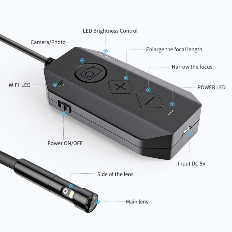 Y17 5MP 12mm Dual-Linsen HD Autofokus WiFi Industrieller Digitalendoskop Zoomfähige Schlangen-Kamera, 1m Hartkabel, 3,5m Hartkabel, 5m Hartkabel, 10m Hartkabel