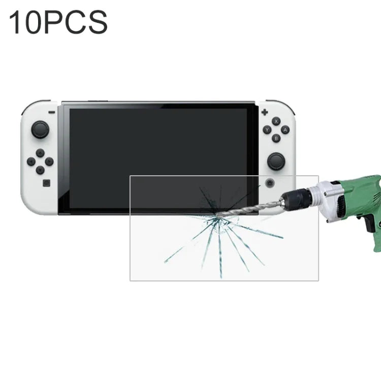 10 Stück 0,26 mm 9H 2,5D Schutzglasfolie, für Nintendo Switch OLED (10 Stück)