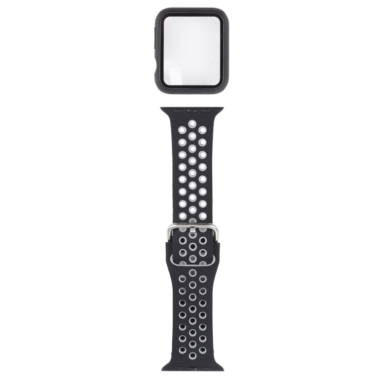 Silikon-Ersatzarmband + Schutzhülle mit Displayschutzfolien-Set für Apple Watch Series, 3 & 2 & 1 38 mm, für Apple Watch Series 6 / 5 / 4 / Watch SE 40 mm