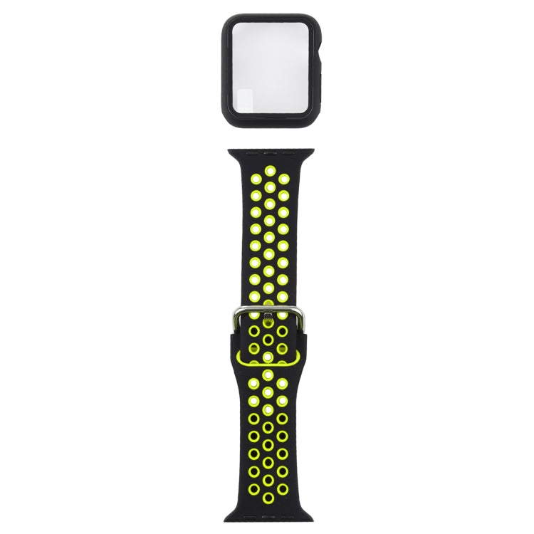 Silikon-Ersatzarmband + Schutzhülle mit Displayschutzfolien-Set für Apple Watch Series, 3 & 2 & 1 38 mm, für Apple Watch Series 6 / 5 / 4 / Watch SE 40 mm