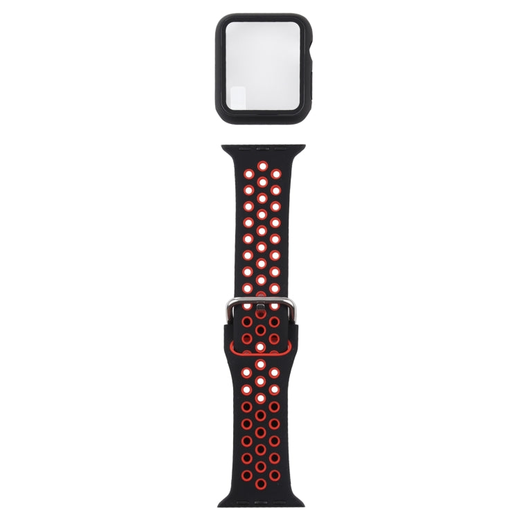 Silikon-Ersatzarmband + Schutzhülle mit Displayschutzfolien-Set für Apple Watch Series, 3 & 2 & 1 38 mm, für Apple Watch Series 6 / 5 / 4 / Watch SE 40 mm