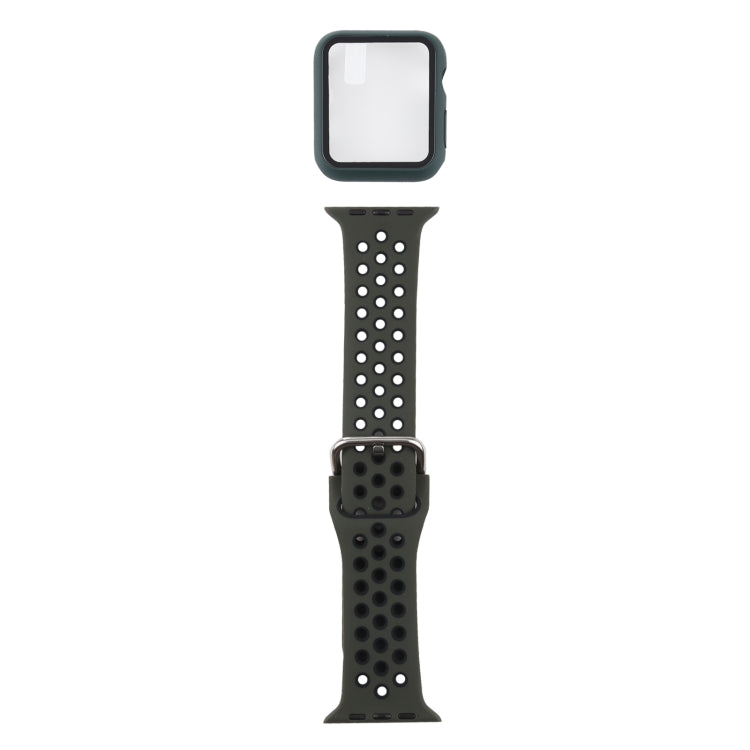 Silikon-Ersatzarmband + Schutzhülle mit Displayschutzfolien-Set für Apple Watch Series, 3 & 2 & 1 38 mm, für Apple Watch Series 6 / 5 / 4 / Watch SE 40 mm