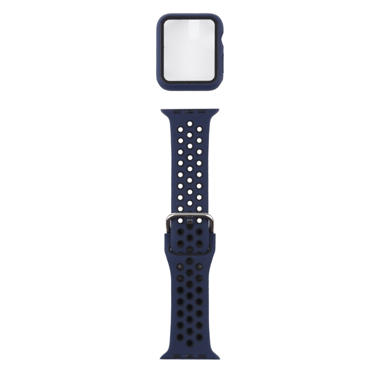 Silikon-Ersatzarmband + Schutzhülle mit Displayschutzfolien-Set für Apple Watch Series, 3 & 2 & 1 38 mm, für Apple Watch Series 6 / 5 / 4 / Watch SE 40 mm