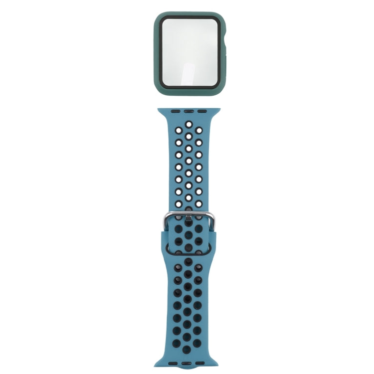 Silikon-Ersatzarmband + Schutzhülle mit Displayschutzfolien-Set für Apple Watch Series, 3 & 2 & 1 38 mm, für Apple Watch Series 6 / 5 / 4 / Watch SE 40 mm