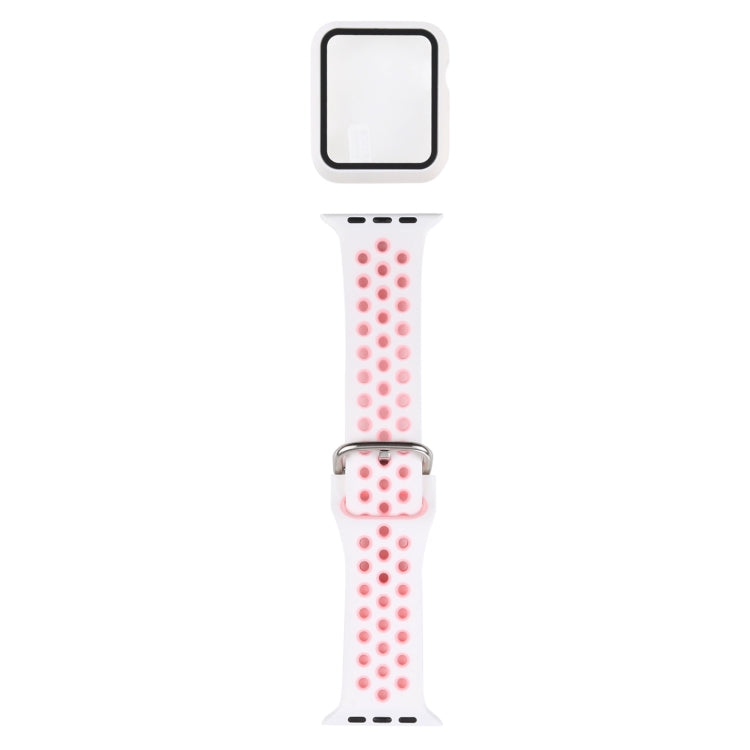 Silikon-Ersatzarmband + Schutzhülle mit Displayschutzfolien-Set für Apple Watch Series, 3 & 2 & 1 38 mm, für Apple Watch Series 6 / 5 / 4 / Watch SE 40 mm