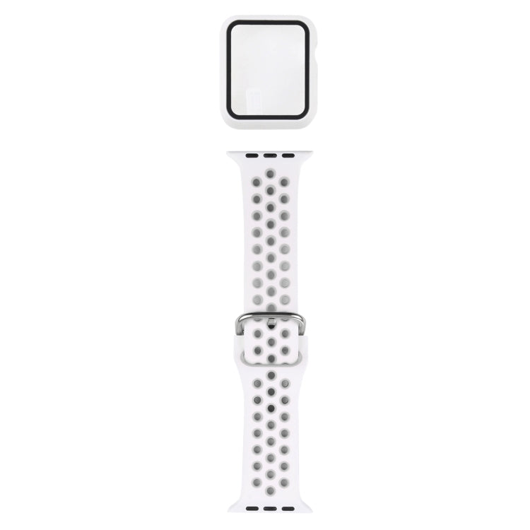 Silikon-Ersatzarmband + Schutzhülle mit Displayschutzfolien-Set für Apple Watch Series, 3 & 2 & 1 38 mm, für Apple Watch Series 6 / 5 / 4 / Watch SE 40 mm