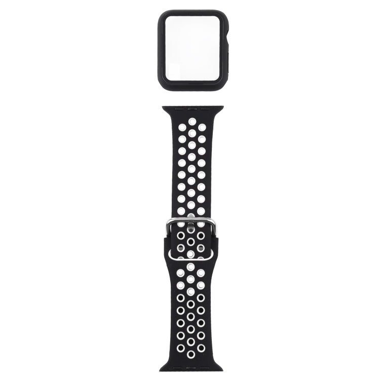 Silikon-Ersatzarmband + Schutzhülle mit Displayschutzfolien-Set für Apple Watch Series, 3 & 2 & 1 38 mm, für Apple Watch Series 6 / 5 / 4 / Watch SE 40 mm