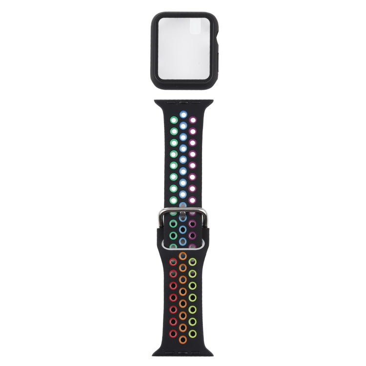 Silikon-Ersatzarmband + Schutzhülle mit Displayschutzfolien-Set für Apple Watch Series, 3 & 2 & 1 38 mm, für Apple Watch Series 6 / 5 / 4 / Watch SE 40 mm