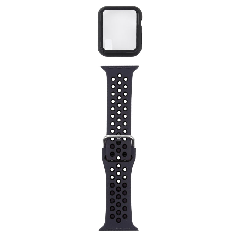 Silikon-Ersatzarmband + Schutzhülle mit Displayschutzfolien-Set für Apple Watch Series, 3 & 2 & 1 38 mm, für Apple Watch Series 6 / 5 / 4 / Watch SE 40 mm