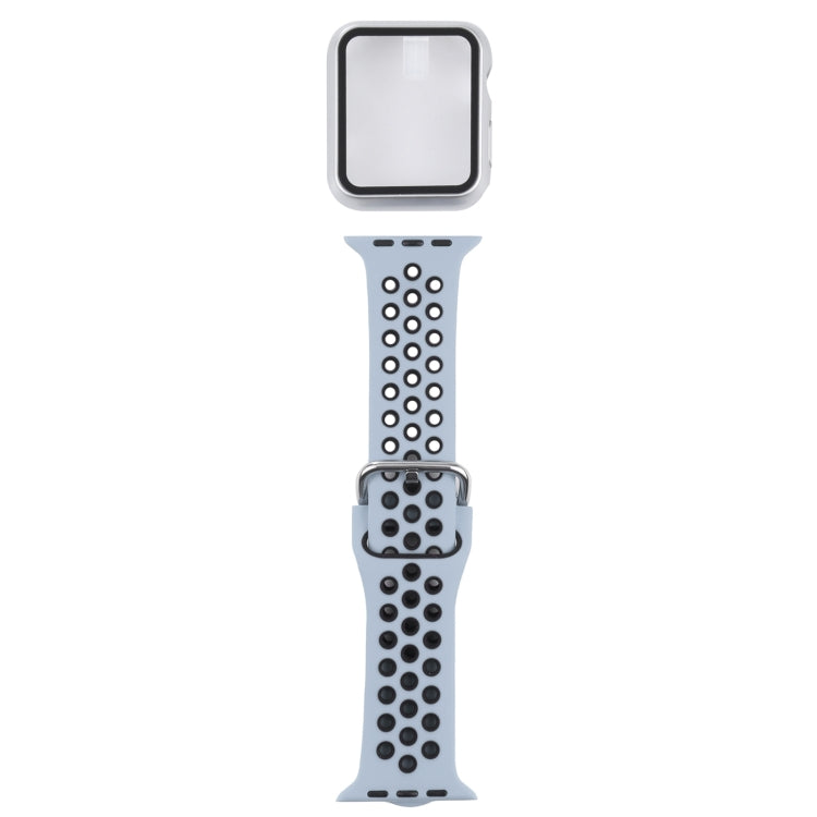 Silikon-Ersatzarmband + Schutzhülle mit Displayschutzfolien-Set für Apple Watch Series, 3 & 2 & 1 38 mm, für Apple Watch Series 6 / 5 / 4 / Watch SE 40 mm