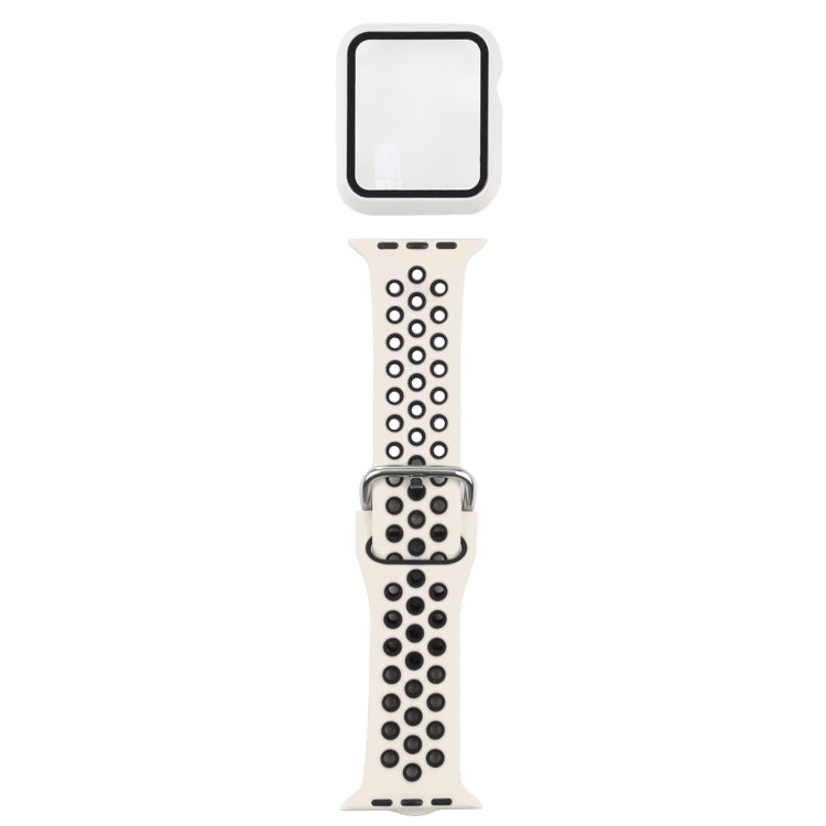 Silikon-Ersatzarmband + Schutzhülle mit Displayschutzfolien-Set für Apple Watch Series, 3 & 2 & 1 38 mm, für Apple Watch Series 6 / 5 / 4 / Watch SE 40 mm