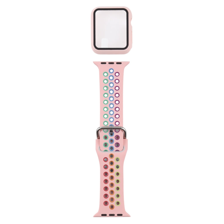 Silikon-Ersatzarmband + Schutzhülle mit Displayschutzfolien-Set für Apple Watch Series, 3 & 2 & 1 38 mm, für Apple Watch Series 6 / 5 / 4 / Watch SE 40 mm