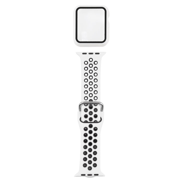 Silikon-Ersatzarmband + Schutzhülle mit Displayschutzfolien-Set für Apple Watch Series, 3 & 2 & 1 38 mm, für Apple Watch Series 6 / 5 / 4 / Watch SE 40 mm