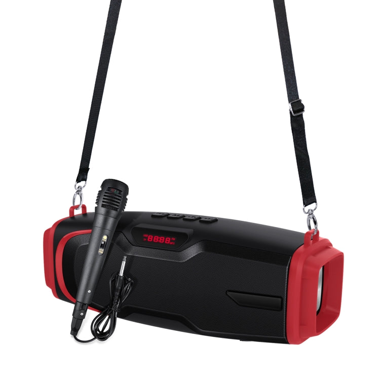 New Rixing NR-6012M Bluetooth 5.0 Tragbarer Outdoor-Karaoke-Wireless-Bluetooth-Lautsprecher mit Mikrofon und Schultergurt, NR-6012M(Schwarz), NR-6012M(Rot), NR-6012M(Blau), NR-6012M(Grün)