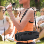 New Rixing NR-6012M Bluetooth 5.0 Tragbarer Outdoor-Karaoke-Wireless-Bluetooth-Lautsprecher mit Mikrofon und Schultergurt, NR-6012M(Schwarz), NR-6012M(Rot), NR-6012M(Blau), NR-6012M(Grün)