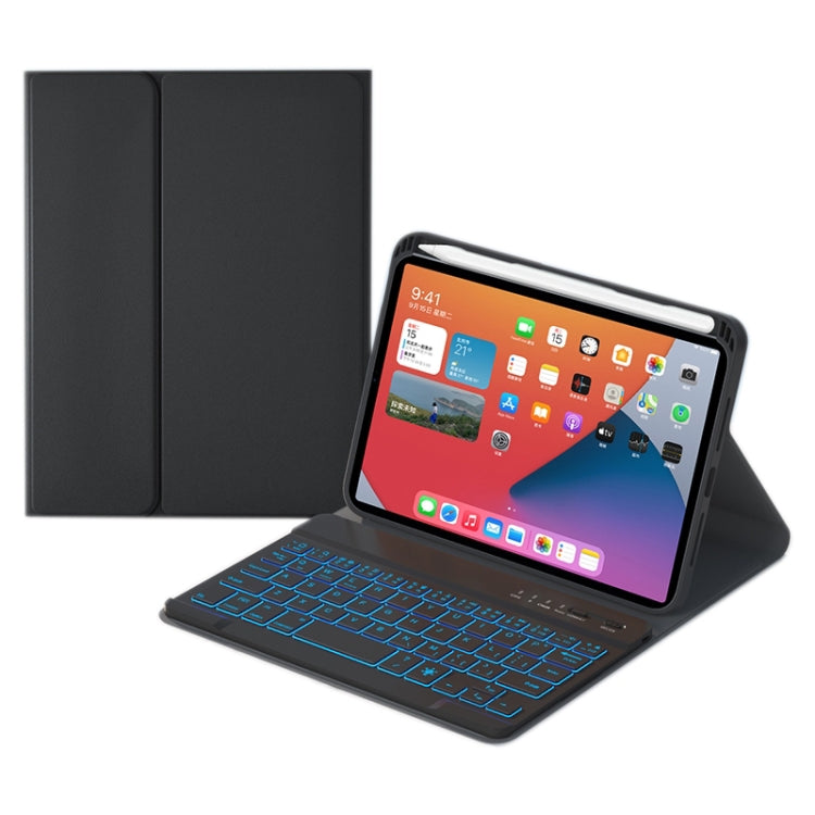 HK006D Quadratische Tasten Abnehmbare Bluetooth-Tastatur Lederhülle mit weißer Hintergrundbeleuchtung & Halter für iPad mini 6, HK006D