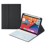 HK006D Quadratische Tasten Abnehmbare Bluetooth-Tastatur Lederhülle mit weißer Hintergrundbeleuchtung & Halter für iPad mini 6, HK006D