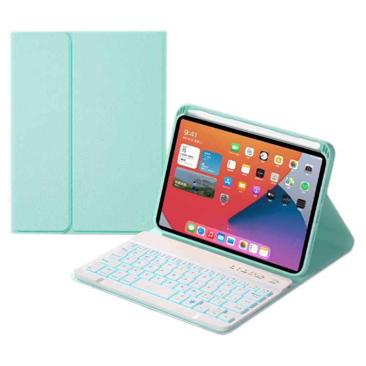 HK006D Quadratische Tasten Abnehmbare Bluetooth-Tastatur Lederhülle mit weißer Hintergrundbeleuchtung & Halter für iPad mini 6, HK006D
