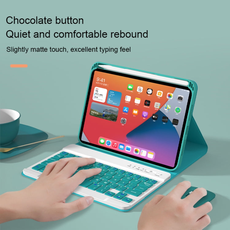 HK006D Quadratische Tasten Abnehmbare Bluetooth-Tastatur Lederhülle mit weißer Hintergrundbeleuchtung & Halter für iPad mini 6, HK006D