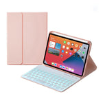 HY006D Runde Tasten Abnehmbare Bluetooth-Tastatur Lederhülle mit bunter Hintergrundbeleuchtung & Halter für iPad mini 6, HY006D